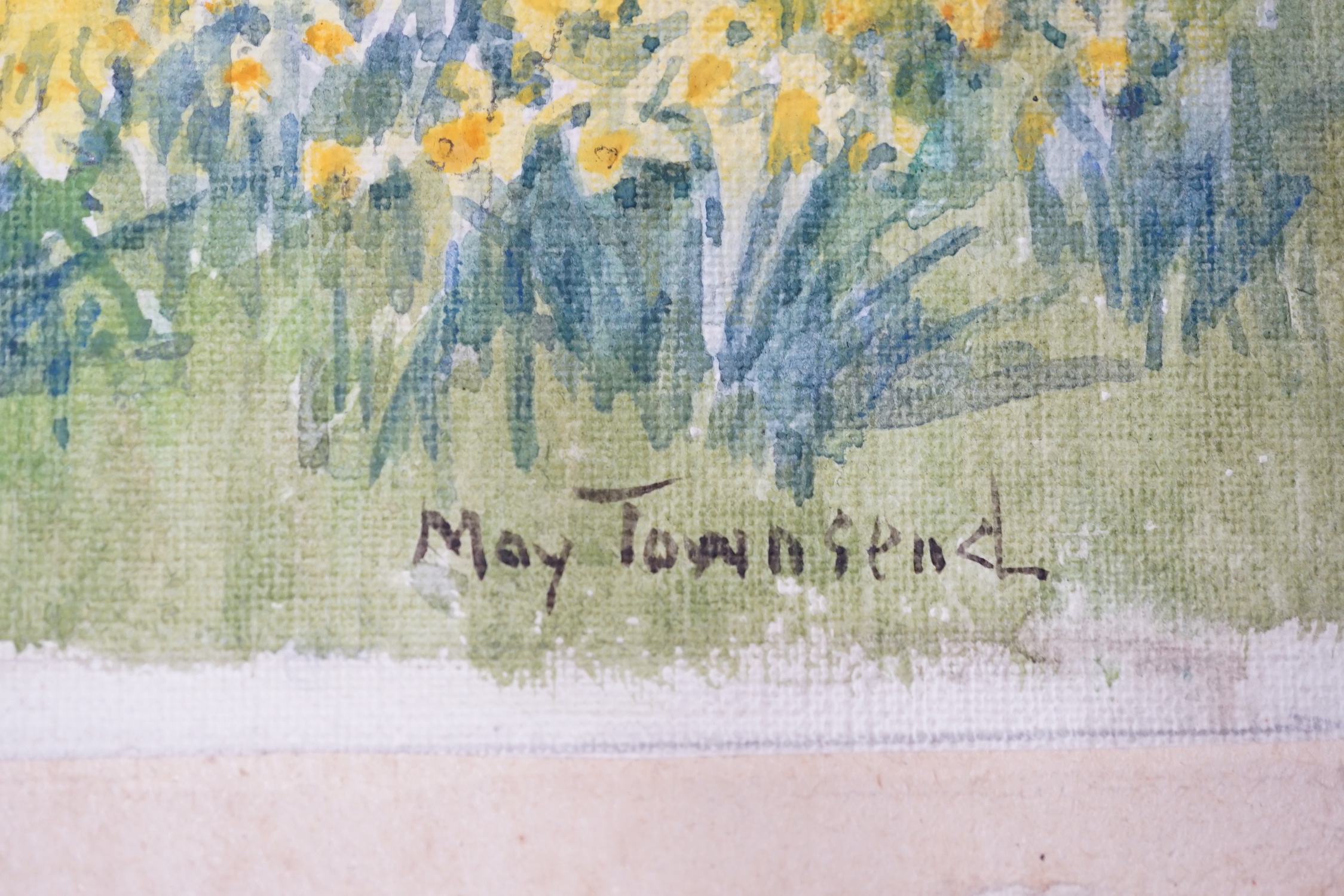 Harold Samuel Merritt and May Townsend, five watercolour landscapes by Merritt, Westmorland, Brittany and Shoreham Kent, largest 28 x 40cm, and two London Park views by Townsend, Kensington Gardens and Marble Arch, large